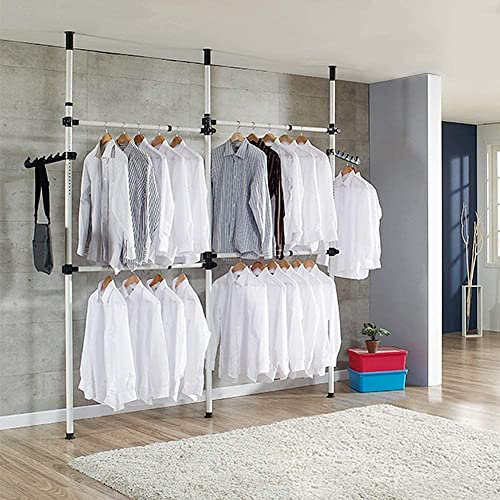 Cocoarm Begehbarer Kleiderschrank System Kleiderstangen System Teleskop Garderoben System Kleiderbügel zum Aufhängen DIY Kleiderbügel Mobile 3 Poles 4 BarsTeleskop-Kleiderständer