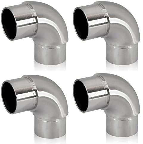 PRIOstahl Rundbogen Rohrbogen Bogen Rohrverbinder Steckfitting Verbinder Rund - 4 Stück Ø 42,4 mm für Rundrohre Rohr Handlauf Verbindung zum Stecken Geländerbau Rostfrei aus Edelstahl V2A