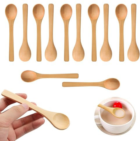DCQQ 12 pcs Naturel Petite Cuillère en Bois Artisanat Cuillère pour Cuillères à café Cuillères à miel Cuillères pour bébé Cuisine Condiment Table De Cuillère
