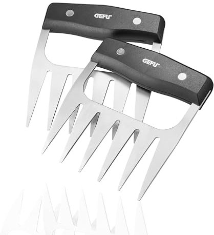 GEFU BBQ Fleischkrallen 2er-Set – Edelstahlkrallen zum Zerkleinern von Pulled Pork, Rind, Braten & Geflügel | Ergonomisch | Spülmaschinengeeignet
