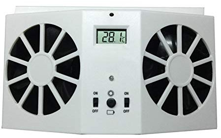 Riloer Ventilateur d'extraction de voiture à énergie solaire, ventilateur de radiateur de voiture, purificateurs d'air de radiateur d'évent à économie d'énergie 2W ABS (Blanc)