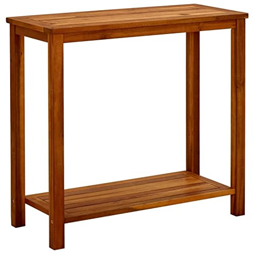 CANLAY Garten-Konsolentisch, Esstisch, Couchtisch, Gartentisch, Balkontisch, Balkonmöbel Kleiner Balkon, Balkon Tisch, Beistelltisch, 80x35x75 cm Massivholz Akazie