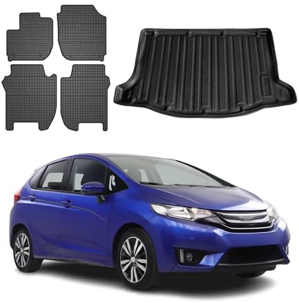 OMAC Fußmatten Kofferraumwanne für Honda Jazz 2015-2020 TPE 5tlg Schwarz | inkl. Kofferraumwanne (Satz), Gummimatten, Automatten, Allwetter, Antirutsch, fahrzeugspezifisches Produkt, wasserdicht