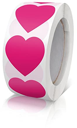 Aufkleber Herz Rosa Selbstklebende Herzform Etiketten Rolle 25mm klein Farbkodierung Heart Sticker für Hochzeiten Scrapbooking Geschenke 500 Stück