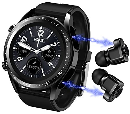 Alliget Smart Watch with Earbuds, 2 in 1 Bluetooth Smartwatch for Android iPhone, Fitness Tracker with Heart Rate Sleep Monitor, Long Time Standby Sports Men Women Smart Watch
