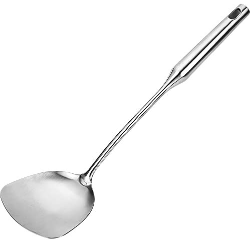 Wok Spatula, 304 Stainless Steel Spatula, Heavy Duty Metal Spatula with Heat Resistant Ergonomic Easy Grip Handle - Wok Utensils, Kitchen Wok Tools for Cooking