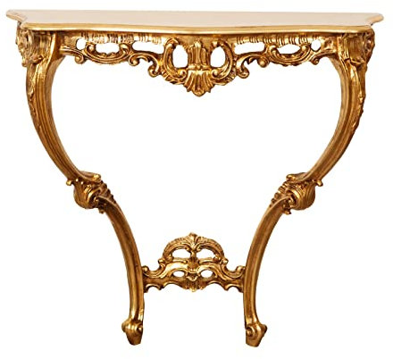 Biscottini Konsolentisch barock L87 x PR33 x H84 cm Made in Italy | Konsolentisch Gold aus Holz | Sideboard Gold barock | Konsolentisch Vintage | Flurtisch