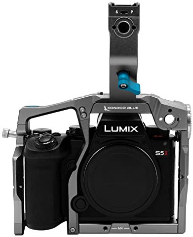 KONDOR BLUE LUMIX S5II / X Cage with Top Handle Compatible with Panasonic | Built-in NATO Rails | HDMI & USB C Cable Clamp | Built-in Tools | Aerospace Grade Aluminum | Space Gray