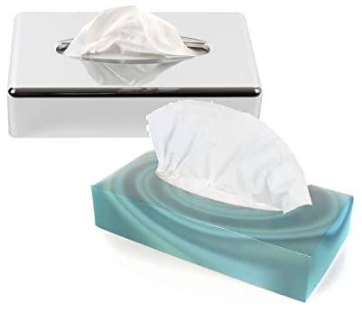 Hypafol Set Spender für Kosmetiktücher mit 4.000 Kosmetiktücher in der Box | modernes Design | Zellstoff, Handelspackung, 2-lagig, hochweiß (Set chromfarbener Kunststoff Spender + Kosmetiktücher)