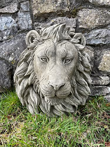 Grande statue en pierre tête de lion | Buste animal africain Décoration de jardin extérieur
