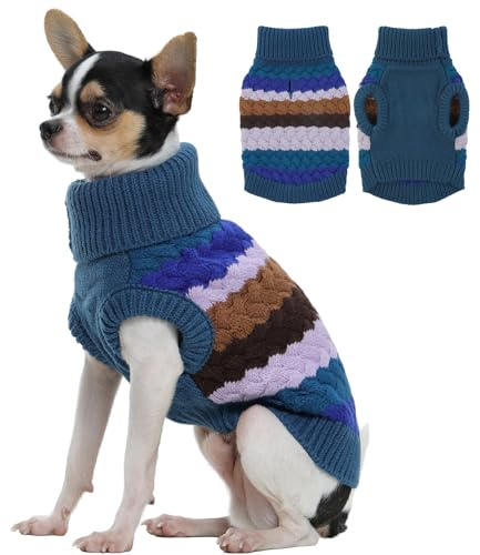 Kuoser Dog jumpers, Warm Dog Sweater for Dogs Pet Clothes,Pet Knitted Pullover Winter Warm Vest for Small & Medium Dogs, Puppy Turtleneck Knitwear Christmas Jumper, Dog Cold Weather Coat Costume