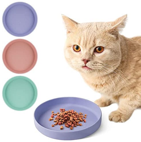 Vsshe Platos para Mascotas, Silicona Grado Alimenticio para Gatos y Perros, Plato para Gatos Poco Profundo Ancho Tazón, Cuencos Comida Seca y Húmeda para Gatos, Perros y Mascotas (Morado)