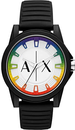 Armani Exchange Montre pour homme Quartz/3 mouvement à aiguilles boîtier 44mm avec bracelet en silicone AX2531