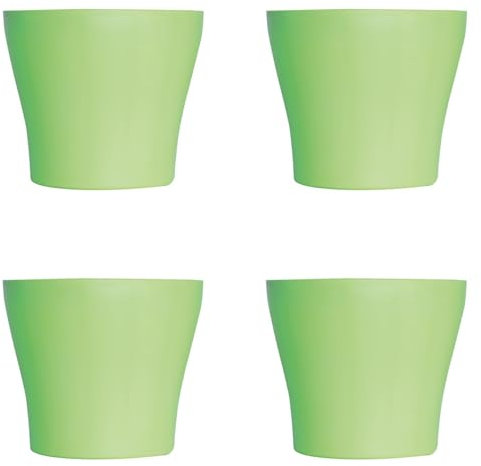 Lot de 4 Pots à Fleurs en Plastique Vert avec Cache-Pot GH629GR St Helens Home and Garden - 20 Cm x 14.5 Cm