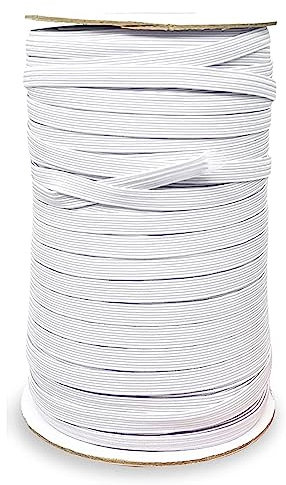 8mm Flat Elastic Band, Elastic Cord, 83 Meters White Elastic, Braided Elastic for Sewing and Crafting DIY Supplies