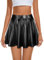 Durio Damen Rock Kurze Metallischer Faltenrock Mini Skater Rock Glitzer Rave Party Hohe Taille Elastischer Plisseerock Schwarz S