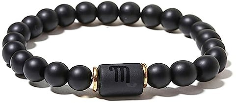 ZENSE - Bracelet zodiaque noir étirable homme avec perles Onyx ZB0388, Scorpion