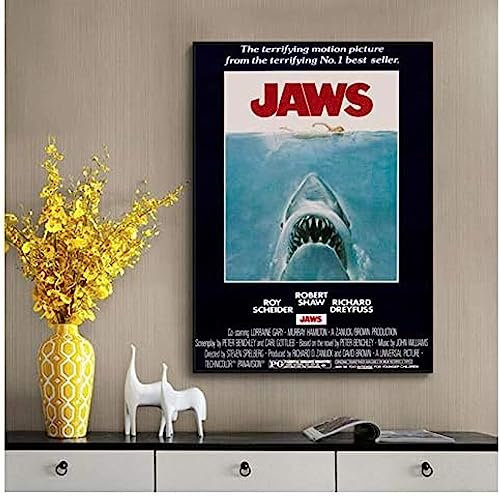 Poster Der Weiße Hai Poster, Vintage-Filmplakat, Kunst-Dekor, Wandkunst, Bilder, Leinwand, Malerei, Poster Und Drucke, Heimdekoration 50X70Cm Kein Rahmen