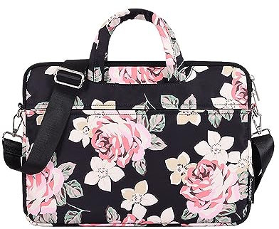 Hixingo Laptop Sleeve Case 13 14 15 inch, Waterproof Durable Floral Pattern Laptop Computer Bag Cover with Handle for Men and Women Easy To Clean for Laptops Protective Cover (15 inch,Black 2)