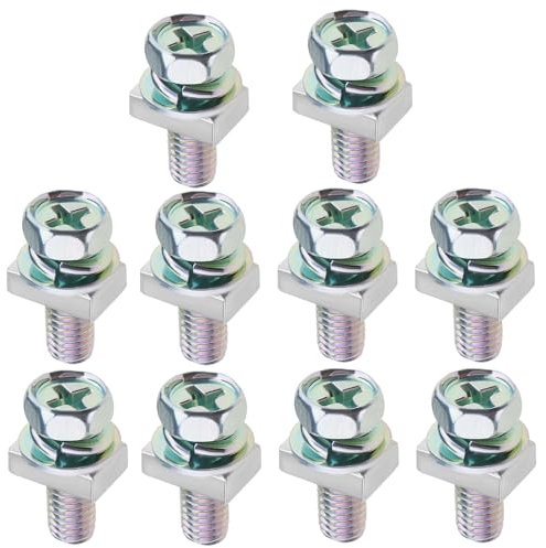 10PCS Motorcycle Battery Bolts and Nuts Set Carbon Steel Battery Terminal M5x14mm Screws and Square Nuts for Motorcycle ATV Scooter DIY Projects Repairs