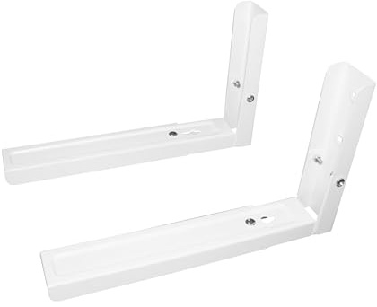 TM Electron Soporte para Microondas de Pared, Rieles Extensibles de 33cm a 48cm, hasta 35kg, Fabricado en Acero, Color Blanco
