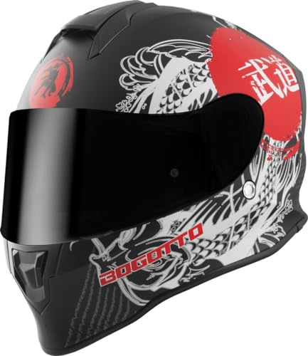Bogotto H151 Shinee Helm, weiß/rot, M | Beschlaghemmend