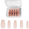 FDEETY 100 Pièces Faux Ongles Court Carrés Français Nude Ongles à Coller Naturel Acrylique Press on Nails pour Femmes et Filles (Nude-XS)