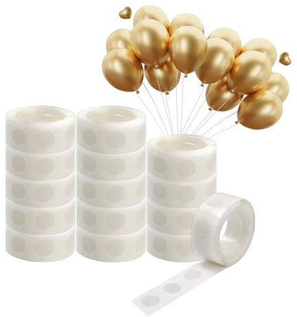 SYEYCW 1500 Piezas Transparente Puntos de Pegamento de Globos, 15 Rollos Doble Cara Cinta de Pegatinas, ExtraíBles Adhesiva Adhesivos, para Manualidades DIY, Cumpleaños, Bodas, Fiesta de Globos
