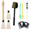 ZQDFLME Grillwerkzeug-Sets mit 10 Stück, 3-in-1-Grillbürste und Schaber, Grill-Mop mit 3 Bürstenköpfen, Silikon-Backpinsel, Fleischthermometer, Fleischzerkleinerer Krallen, Grillzubehör, Geschenke für