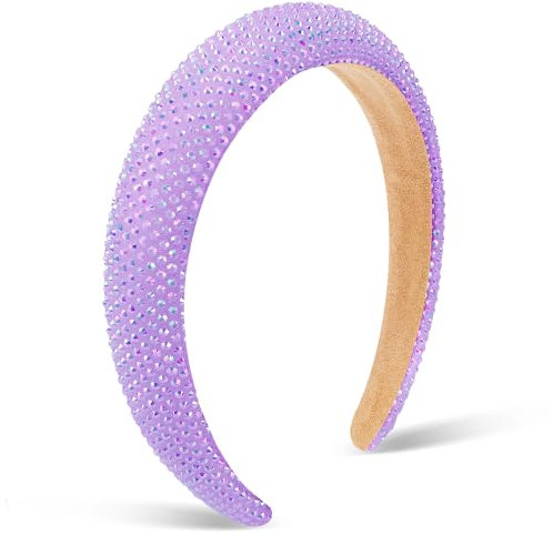 AHONEY Cerchietto per capelli con strass, per donne e ragazze, imbottito e impreziosito, accessorio per capelli da discoteca, feste di compleanno, accessori per capelli (viola)