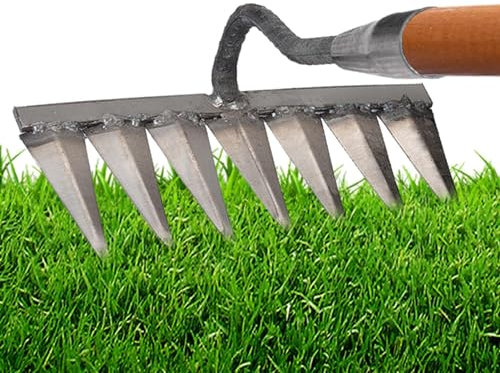 Rastrillo de Mano para jardín - Rastrillo de uñas de Metal para Quitar la Paja | Accesorio de deshierbe Multiusos para Patio, Granja, huerto, Patio Trasero
