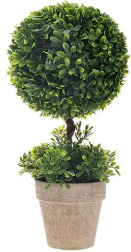Funzhan 40CM künstliche Topfpflanze Dekoration gefälschte Boxwood Topiary Pflanze Greenery Arrangements in Topf Faux Magnolia Gras Kugel Bonsai Ornament großes Topfmodell Veranda Home Küche