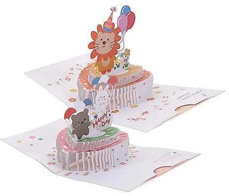 NUOBESTY 2St Geburtstagskarte geburtstag geschenkkarten Gefälligkeiten für Geburtstagsfeiern Geburtstagskuchen geburtstagsmitgebsl kinder geburtskarte Geburtstagstorte Karte Papier