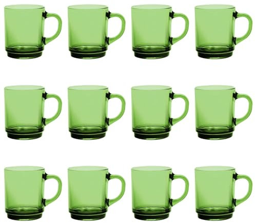 Duralex Versailles Glass Coffee Mugs - 260ml - Green - Pack of 12