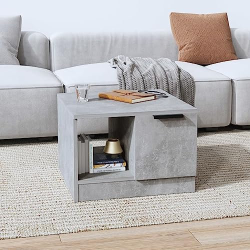 puraday Mesa de centro para salón, color gris hormigón, 50 x 50 x 36 cm, mesa auxiliar de madera, elegante estabilidad, mesa multifunción para dormitorio, mesa de café, mesa de café, mesa de té, mesa
