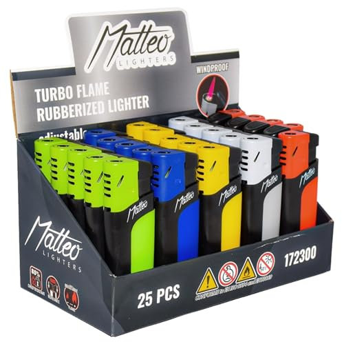 Accendini Matteo Piezo Premium Turbo Gommato (25pz) Cod. 172300
