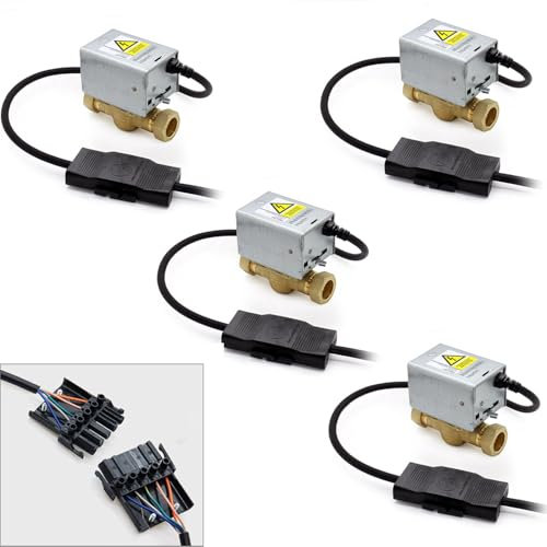 Honeywell 22mm Motorised Zone Valve, Tesla 5-Way Wiring Connector Bundle (4 x Zone Valve + 4 x Wiring Connector)