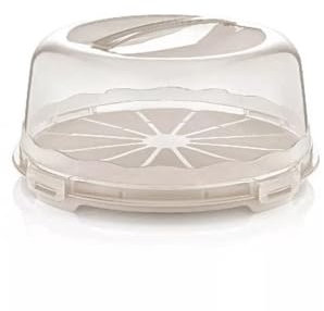 Stolmet Cake Box, Plastic Clear Cake Carrier, Reusable Storage Container for Cupcakes, Muffins or Cakes, Many Styles, Ideal for Transporting Pastries, Cake Box with Lid (Mocha Round)