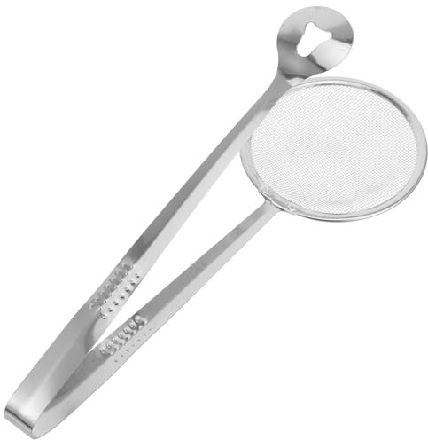 Stainless Steel Colander Strainer Kitchen Tools Kitchen Tong Oil Frying Filter Clamp Steak Grilling Tong Deep Fry Food Clip Stainless Steel Clamp Food s Silver Cabilock
