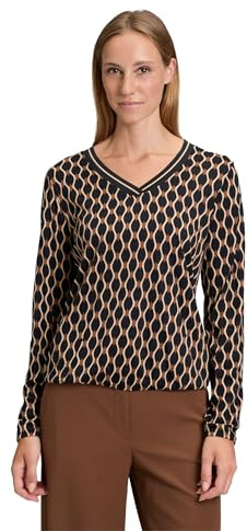 Betty Barclay Damen Blusenshirt mit V-Ausschnitt 38, Schwarz/Beige