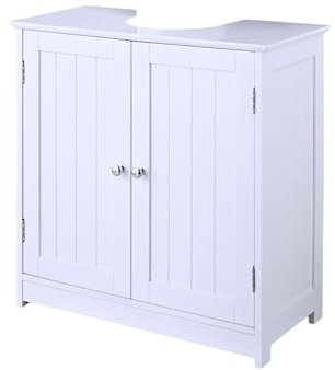 HOMELOX Bathroom Cabinet Under Sink Basin Storage Cupboard Vanity Unit - White
