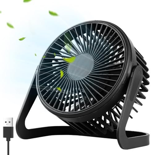 WD&CD USB Ventilator, Mini Tischventilatoren leiser Betrieb und 360° drehbarer Kopf für Home Office Schlafzimmer Tisch Desktop - Schwarz
