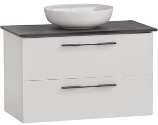 Schildmeyer Waschtisch Maxim 701859, rundes Aufsatzbecken, weiß matt/Marmor Optik