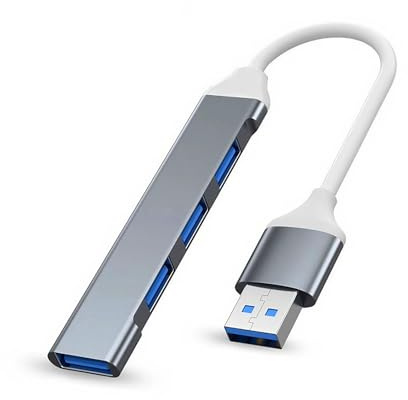 USB auf 4-Port USB 3.0 Hubs, Ihr ultimativer Begleiter für Übertragungsgeschwindigkeit und Multitasking, Perfekt für MacBook, iMac, Surface, Dell, Thinkpad und vieles mehr - Von LokoBatii (Grau)