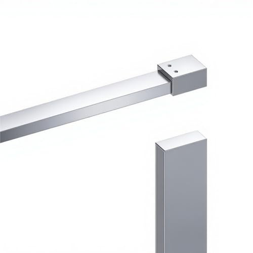 Wandanschlussprofil Wandprofil für Dusche Duschwand Glas U-Profil aus Aluminium mit Stabilisationsstange Stabilisierungsstange Duschkabine Stabilisator Edelstahl Chromoptik für Glasstärke 10 mm