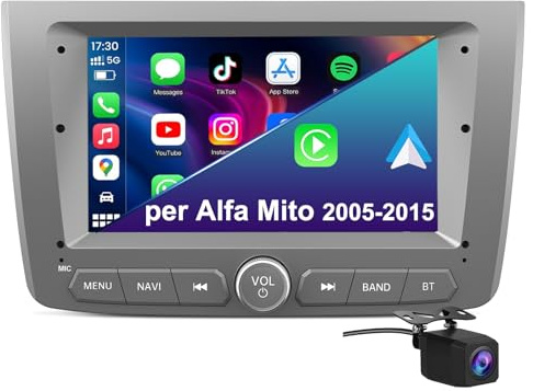 Hexinex Autoradio per Alfa Romeo Mito (2008-2019) | Android 13 Car Radio con CarPlay Android Auto GPS BT Comandi al Volante FM RDS + Fotocamera Posteriore (2+64GB)