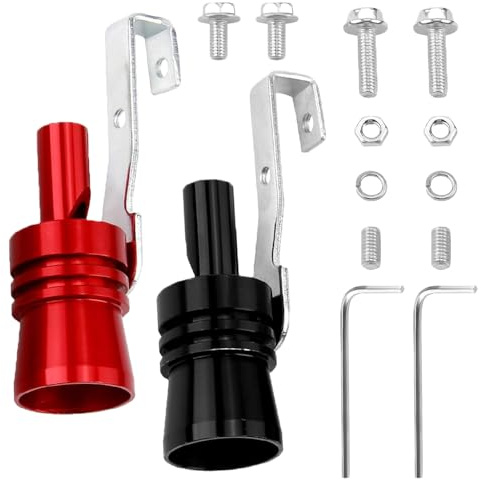 2 unidades de tubo de escape de sonido, refuerzo de sonido, tubo de escape turbo sonido, simulador de sonido turbo para coche, simulador de escape, para todos los modelos, aleación de aluminio (rojo