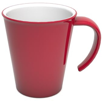 Ornamin Mehrweg-Kaffeepott 300 ml | leichter Kunststoffpott I offener Henkel | stapelbar, BPA-frei | langlebiges Geschirr Made in Germany (4, Rot, 300 ml)