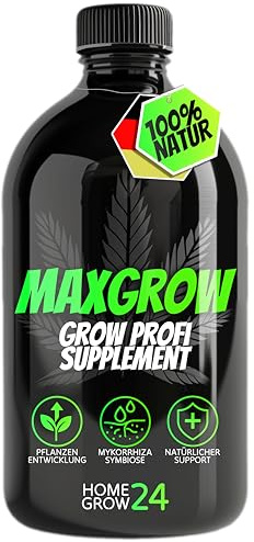 HOMEGROW24 MaxGrow Pflanzenpflege 500ml – Unterstützung der Wachstumsphase – mit Mykorrhiza & Zuckerrohrmelasse zur Bodenpflege – für Indoor- & Outdoor-Grow in Erde