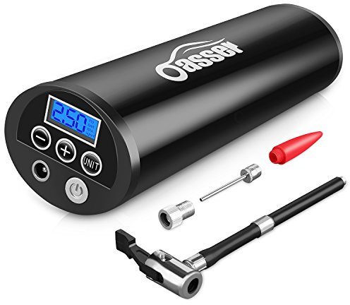 Oasser Elektrischer Kompressor Tragbare Auto-Luftpumpe Portable Reifenpumpe mit LCD Display mit wiederaufladbarer Li-ionen Batterie I50PSI 12V Schwarz